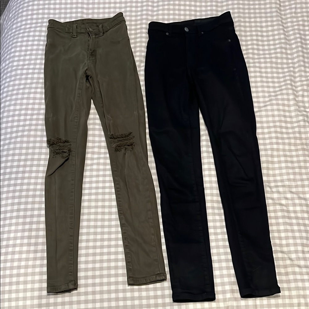 Carmar Denim Black and Green Skinny Jeans with Distressed Details